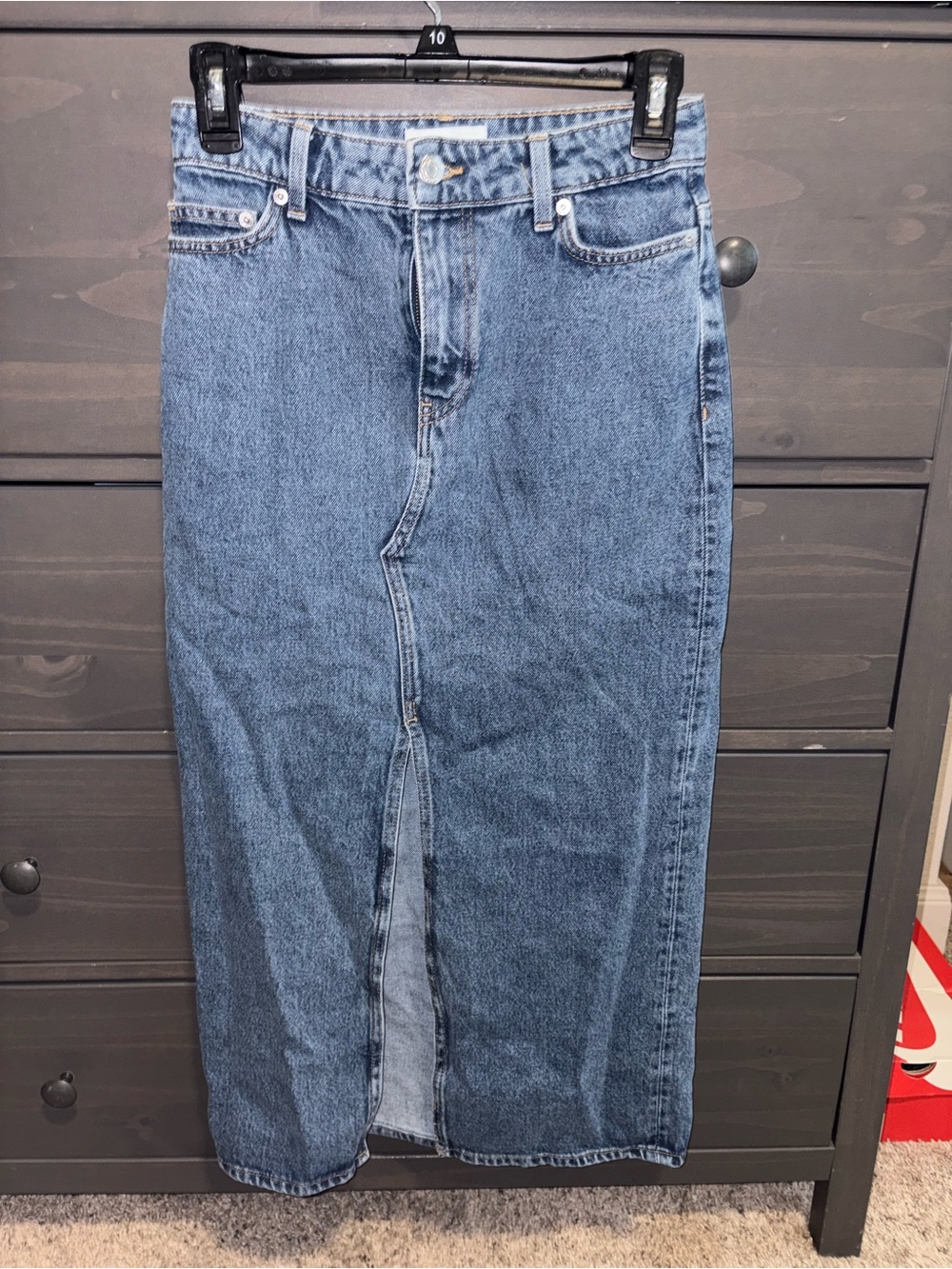 H&M Straight-Leg High-Rise Blue Denim Skirt